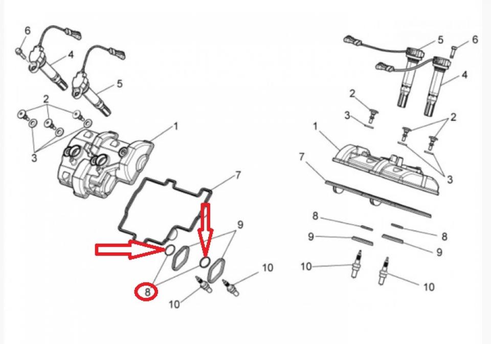 Joint puit de bougie pour moto Aprilia 1100 RSV4 Après 2019 1A020718 Neuf