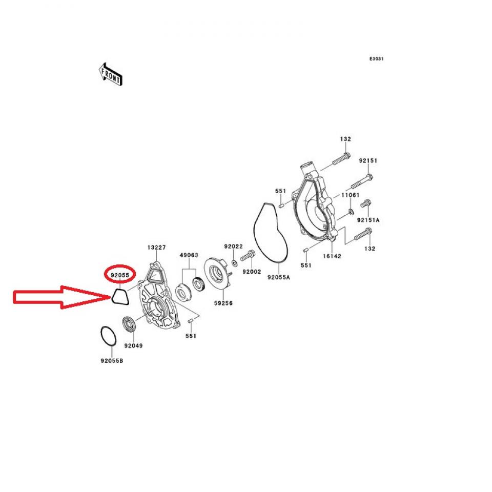 Joint torique interne pompe eau pour moto Kawasaki 650 Ninja 92055-0082 Neuf