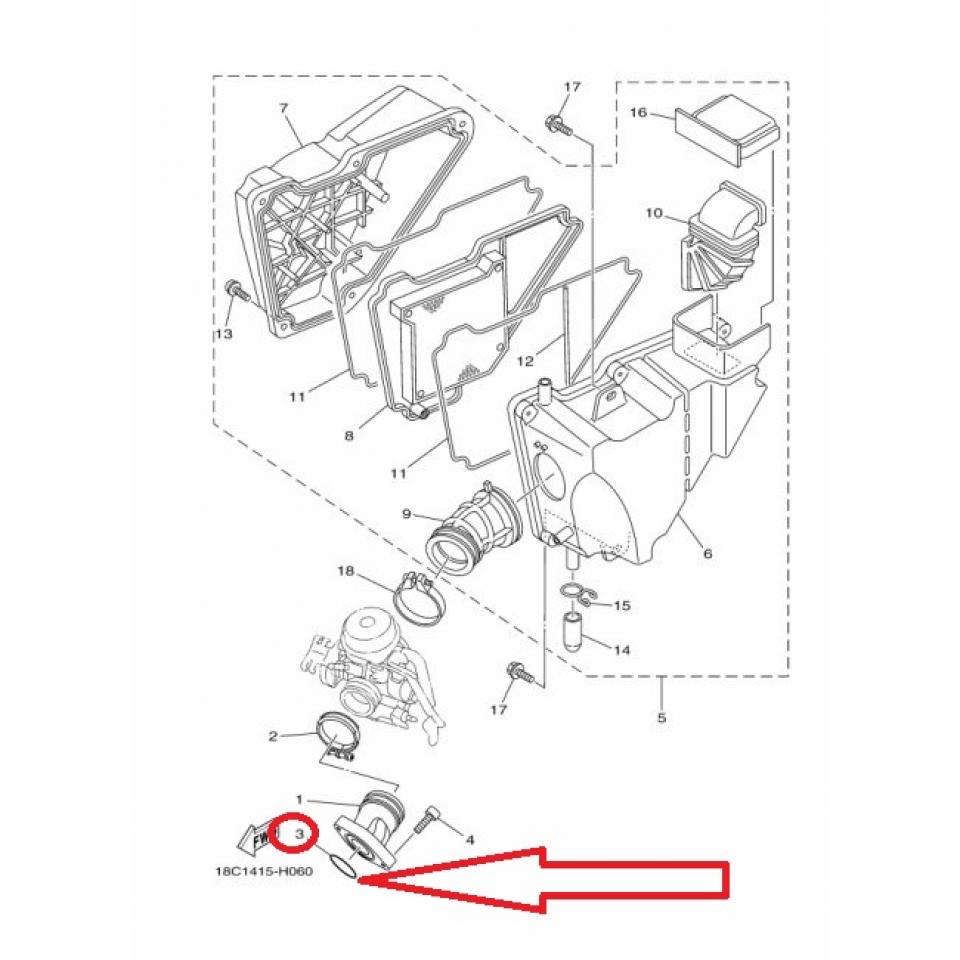Joint torique de pipe d'admission pour moto Yamaha 250 XT 93210-30611 Neuf