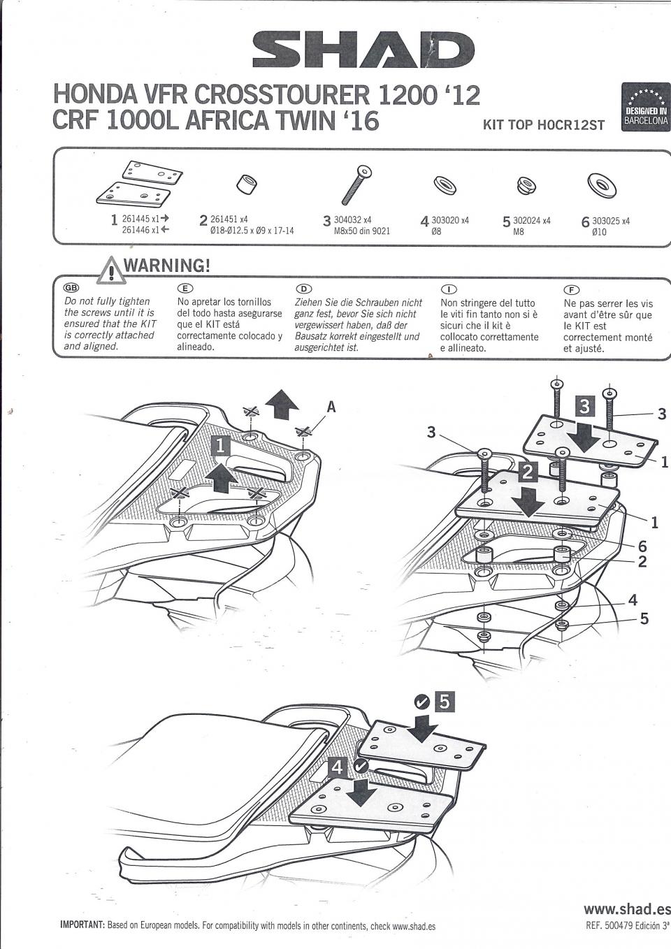 Kit support de top case Shad TOP MASTER pour moto Honda 1200 VFR X Crossrunner