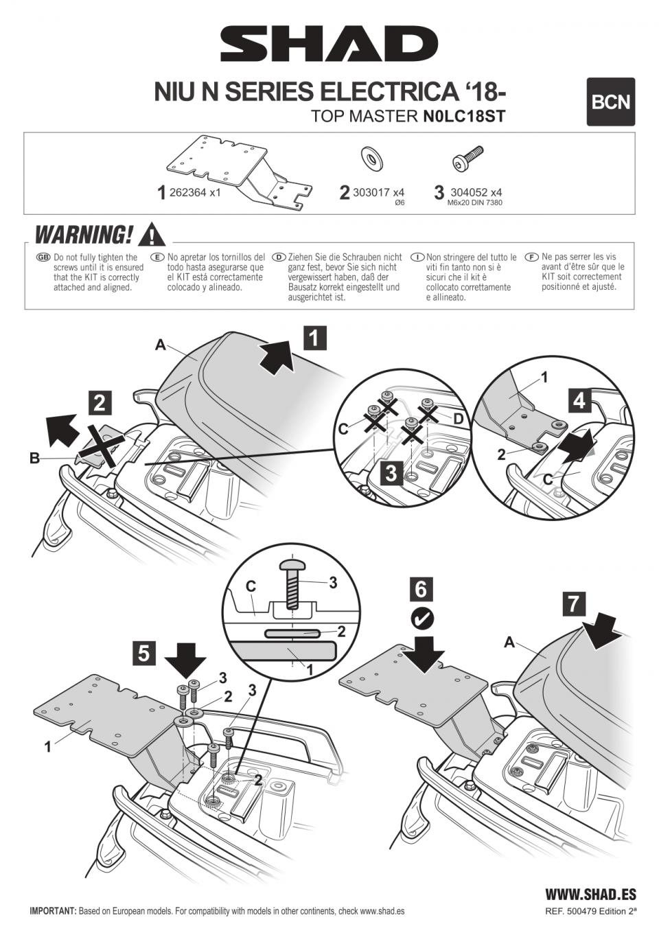 Support de top case Shad pour scooter NIU N-Series Electrica Après 2018 N0LC18ST