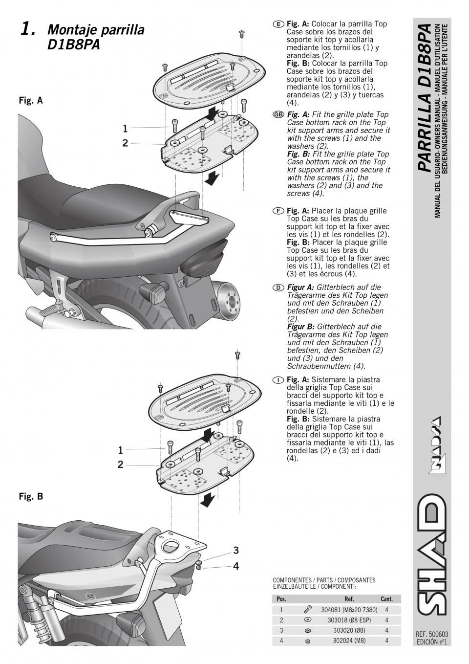 Support de top case Shad pour moto Suzuki 600 Bandit 2000 à 2005 S0BN60ST Neuf