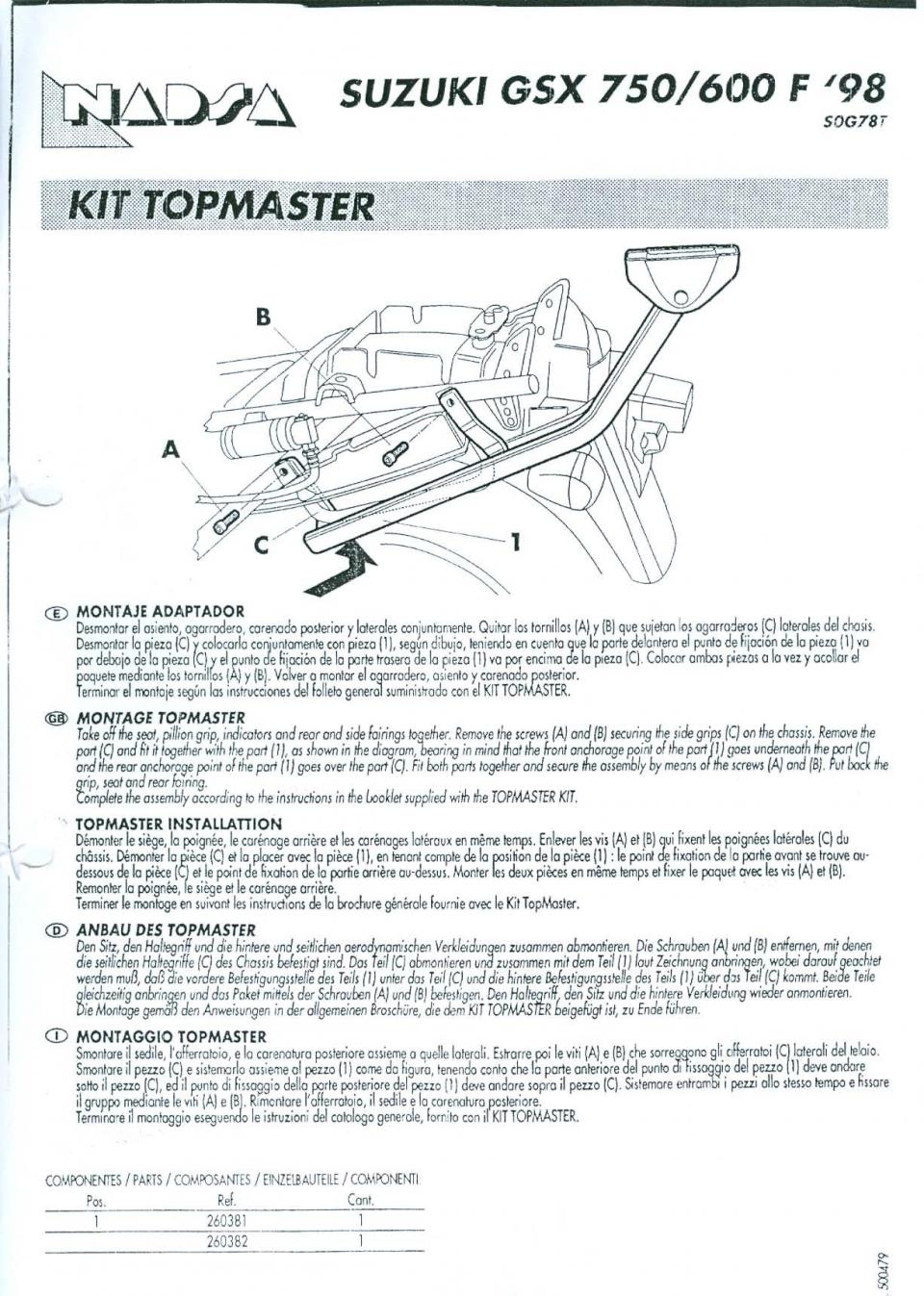 Support de top case Shad pour Moto Suzuki 750 GSX Après 1998 Neuf