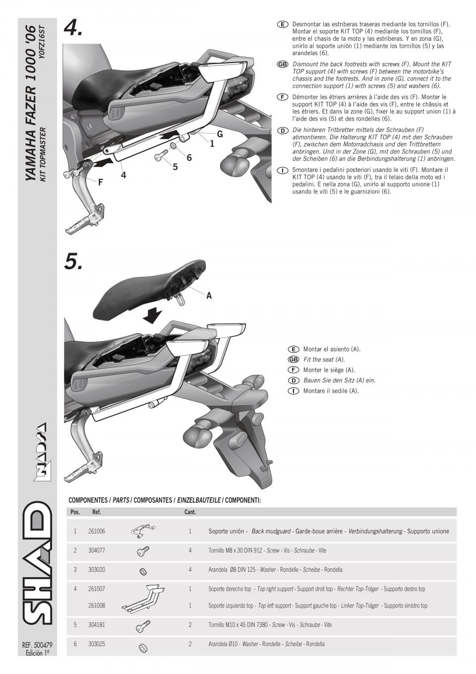 Support top case Shad TOP MASTER pour moto Yamaha 1000 FZ1 Fazer Y0FZ16ST Neuf