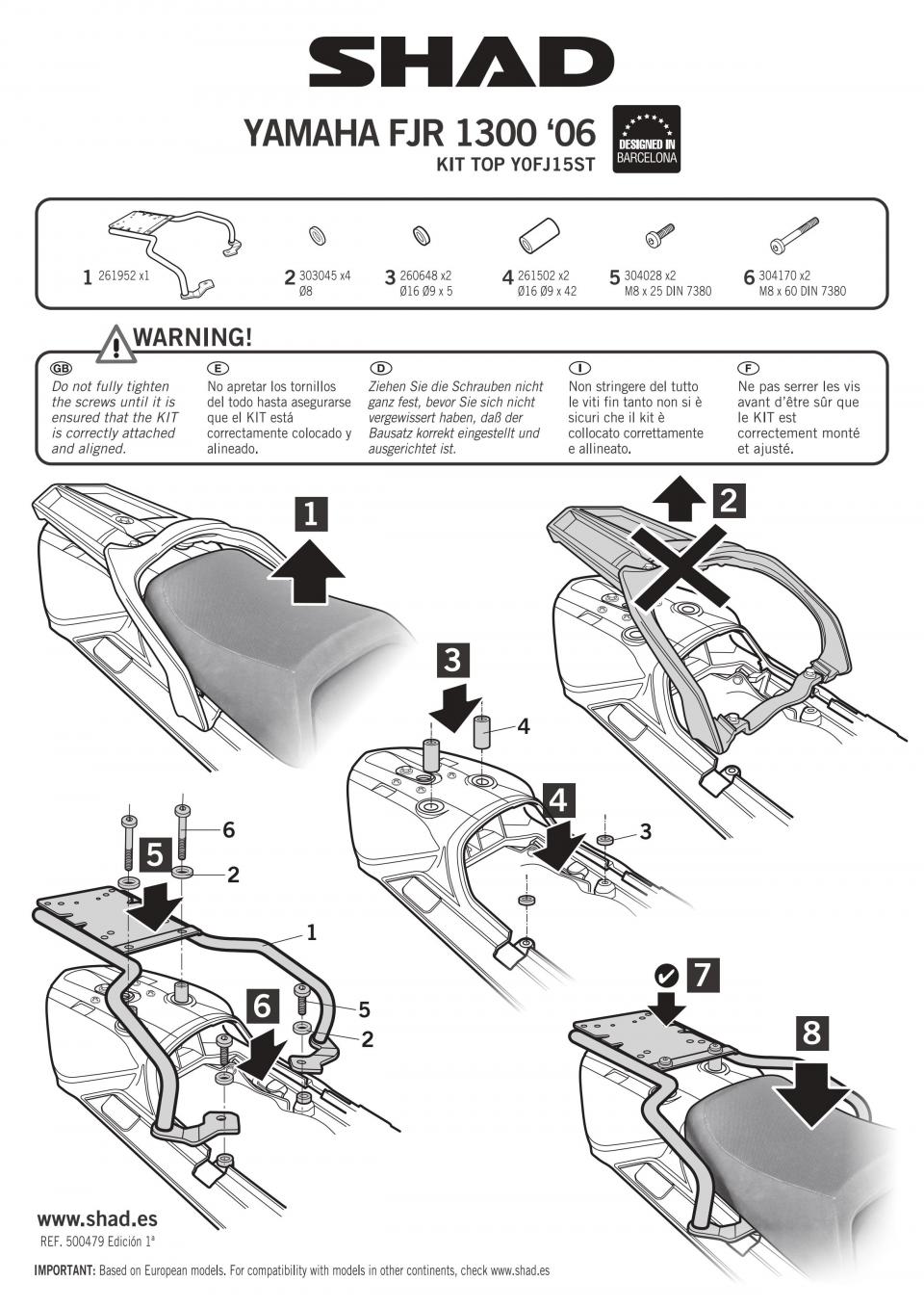 Support de top case Shad TOP MASTER pour moto Yamaha 1300 FJR Y0FJ15ST Neuf