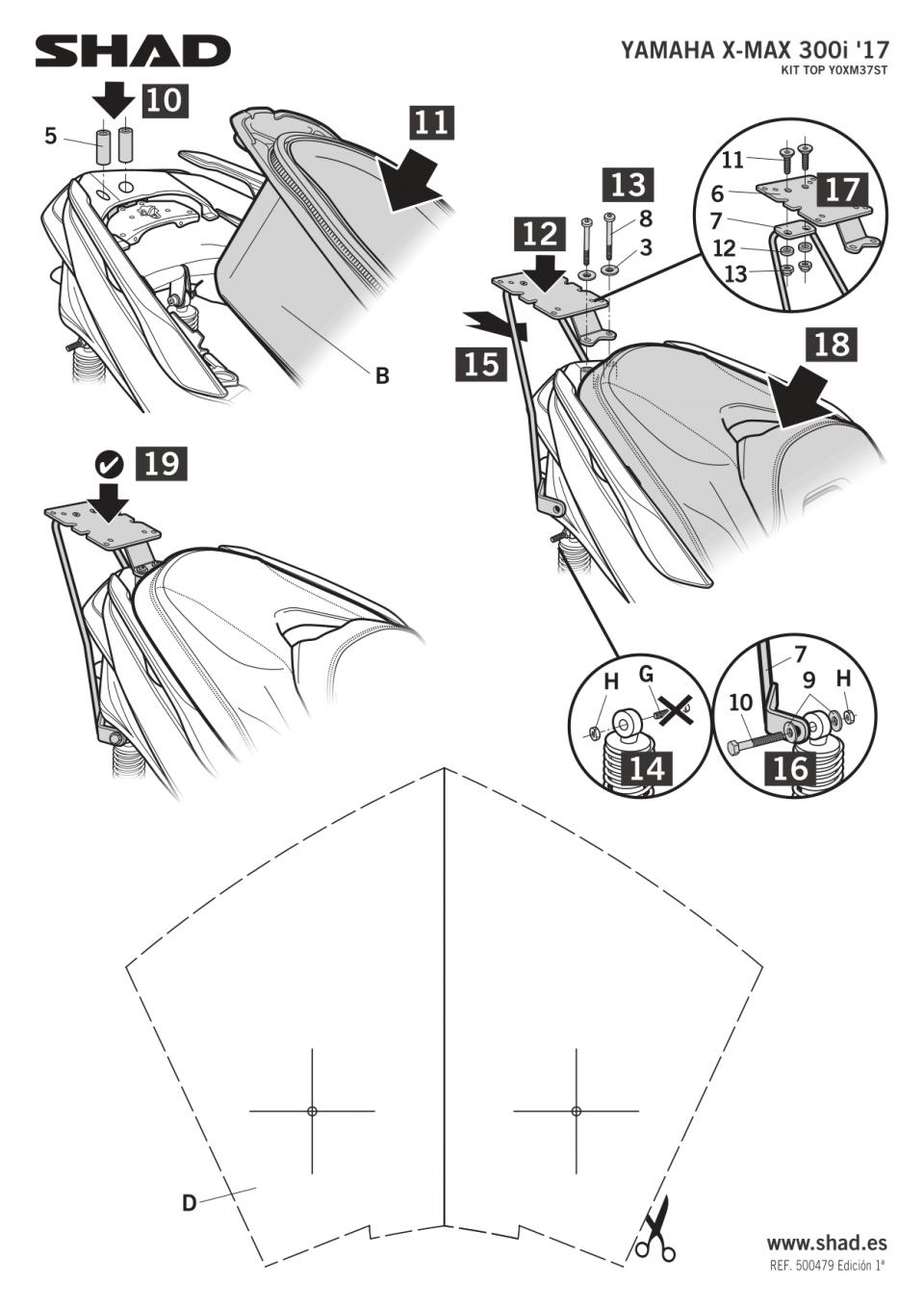 Support de top case Shad TOP MASTER pour scooter Yamaha 125 Xmax Y0XM37ST Neuf