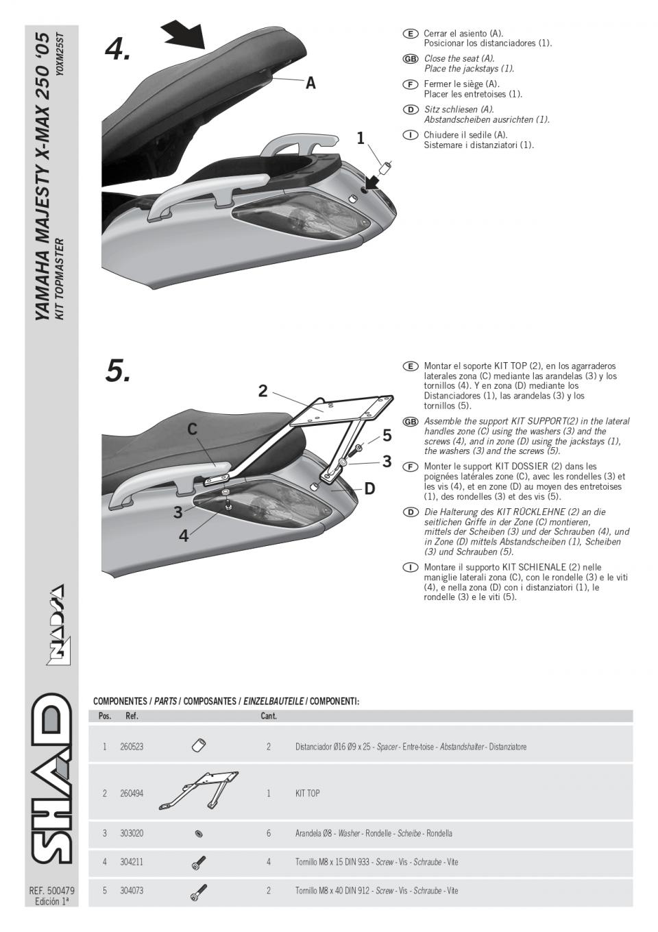 Support de top case Shad TOP MASTER pour scooter Yamaha 125 Xmax Y0XM25ST Neuf