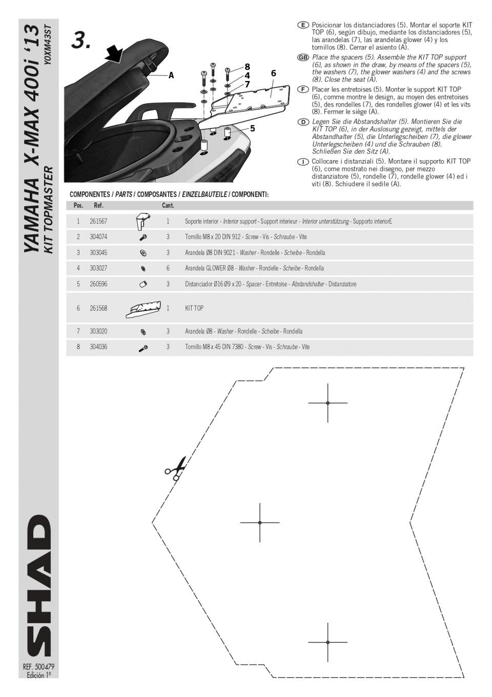 Support de top case Shad TOP MASTER pour scooter Yamaha 400 Xmax Y0XM43ST Neuf