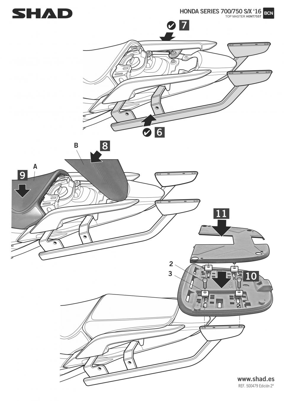 Support de top case Shad Top Master pour moto Honda NC 750 X H0NT75ST Neuf