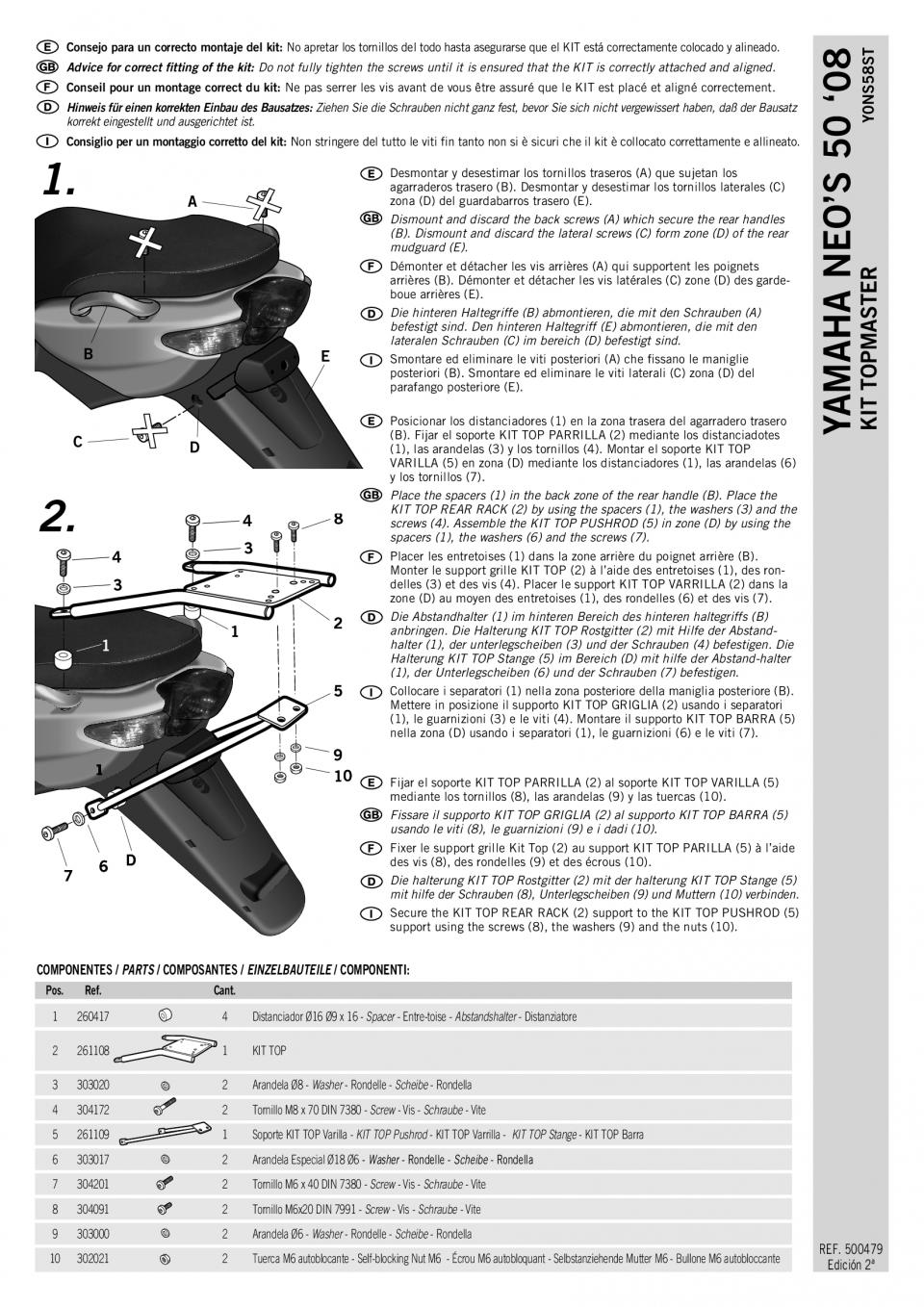 Support de top case Shad TOP MASTER Y0NS58ST pour scooter Yamaha 50 Neos 4T Neuf