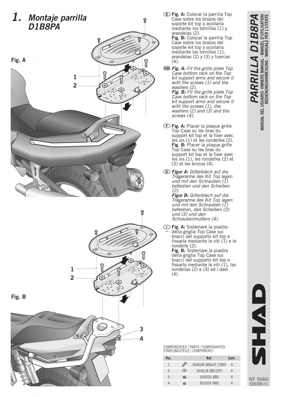 Support de top case Shad pour Moto Kawasaki 1000 Z SX 2011 à 2016 K0ZS11ST / TOP MASTER / Kit Neuf