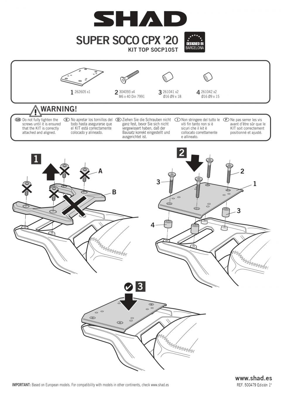 Support de top case Shad pour scooter SUPER SOCO CPX ELECTRIC Neuf