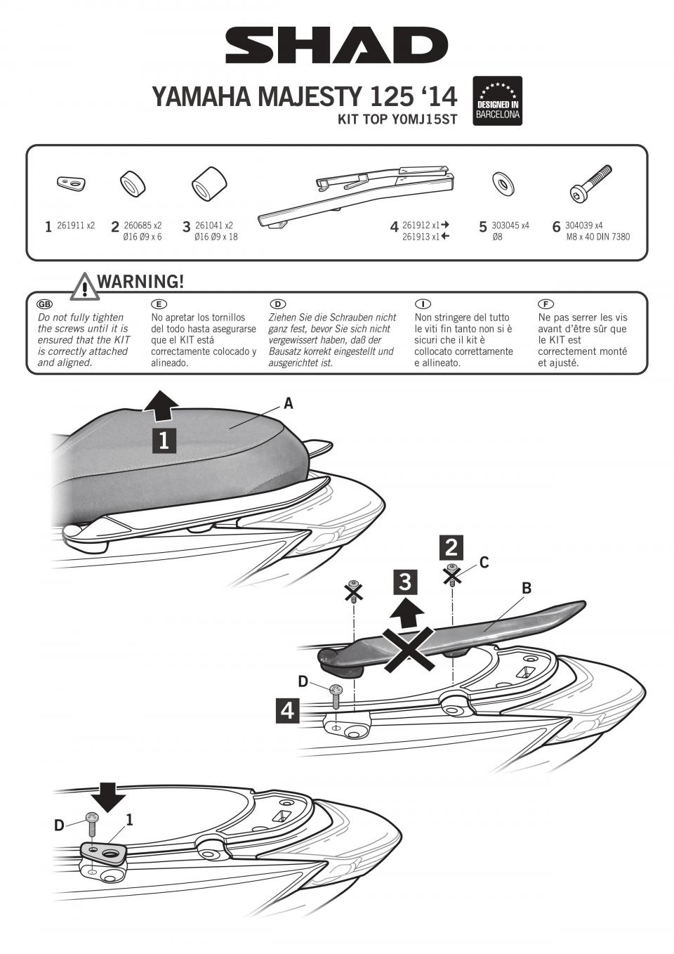 Support top case Shad TOP MASTER pour scooter Yamaha 125 Majesty Y0MJ15ST Neuf