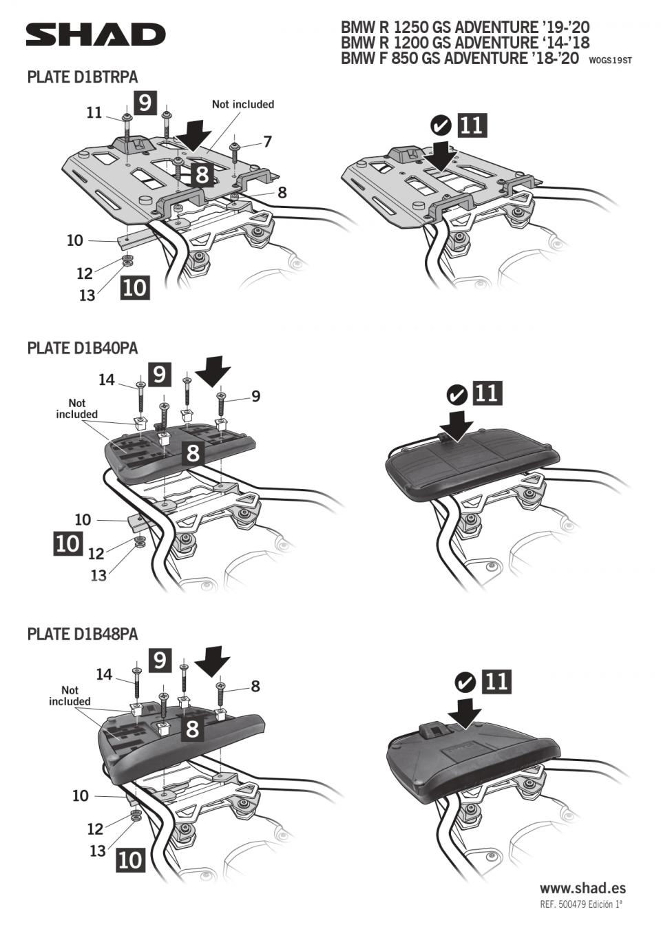 Kit Support top case Shad pour moto BMW F 850 GS Adventure Après 2019 W0GS19ST