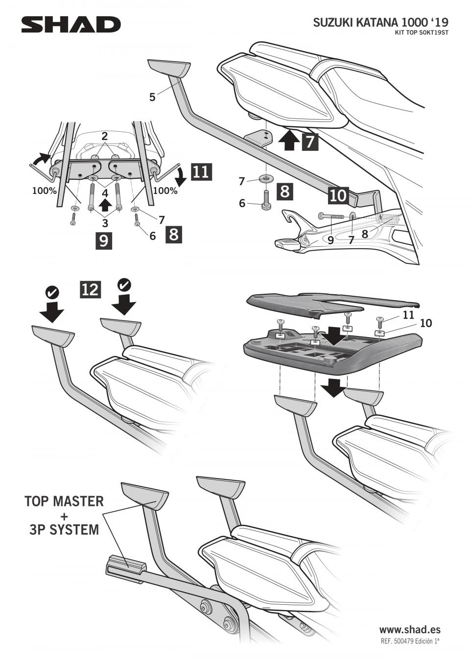 Support de top case Shad TOP MASTER pour moto Suzuki 1000 Katana S0KT19ST Neuf