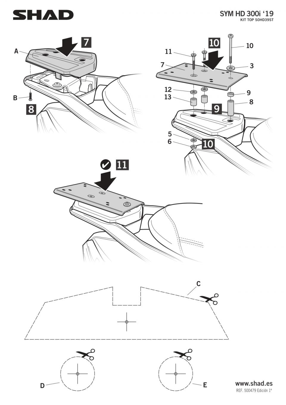 Support de top case Shad pour scooter Sym 300 HD 2019 à 2022 S0HD39ST Neuf