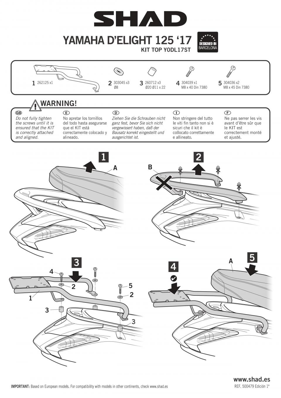Support top case Shad TOP MASTER pour moto Yamaha 125 XC Delight Y0DL17ST Neuf