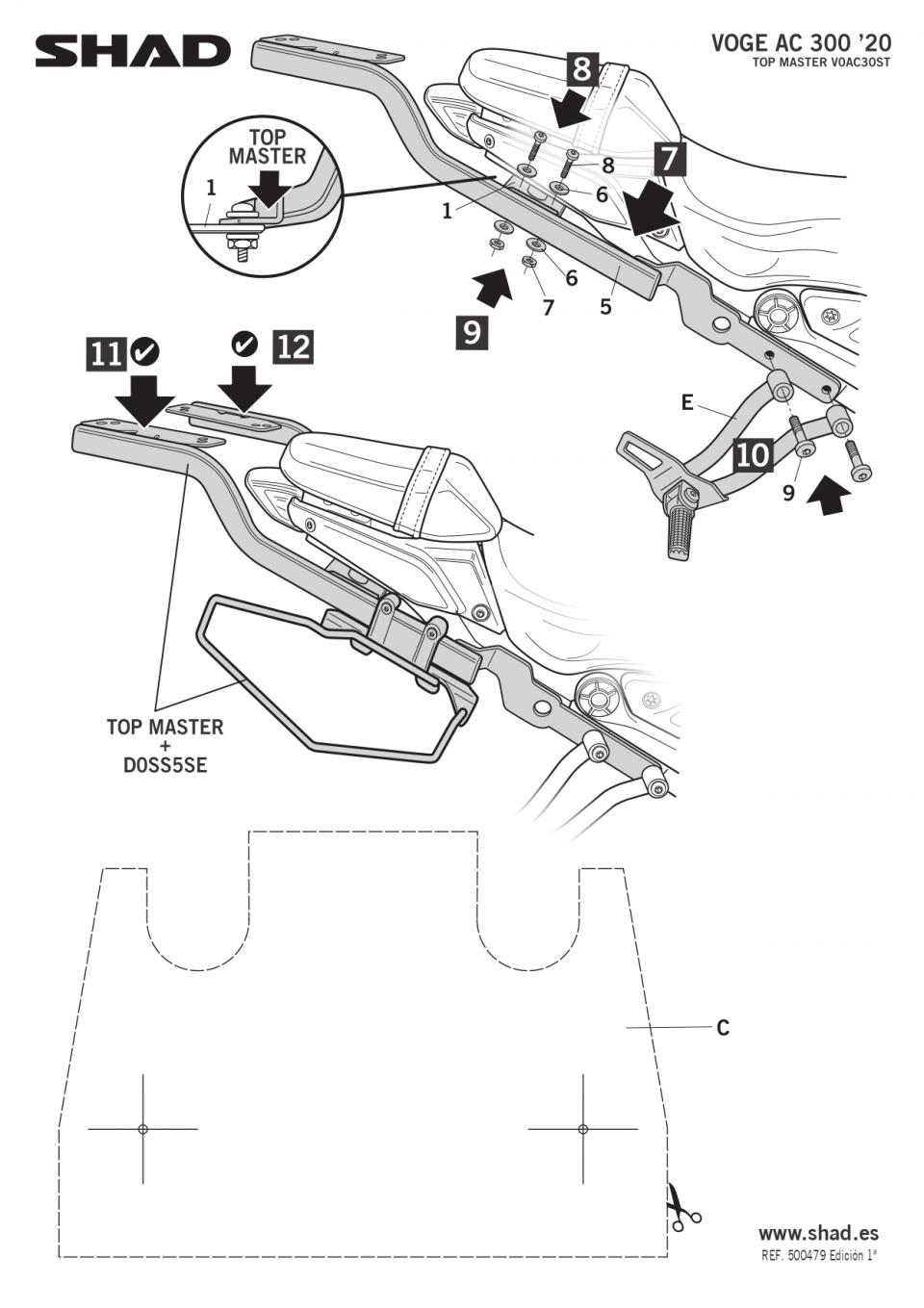 Support de top case Shad TOP MASTER pour moto VOGE AC 300 V0AC30ST Neuf