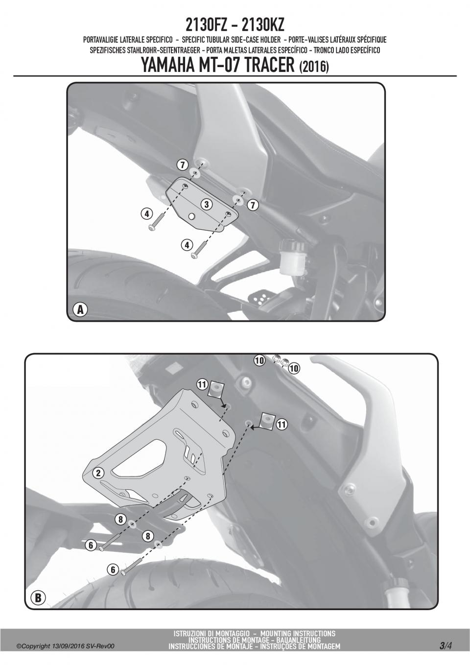 Support top case GIVI MONOKEY MONOLOCK pour moto Yamaha 700 Tracer 2130FZ