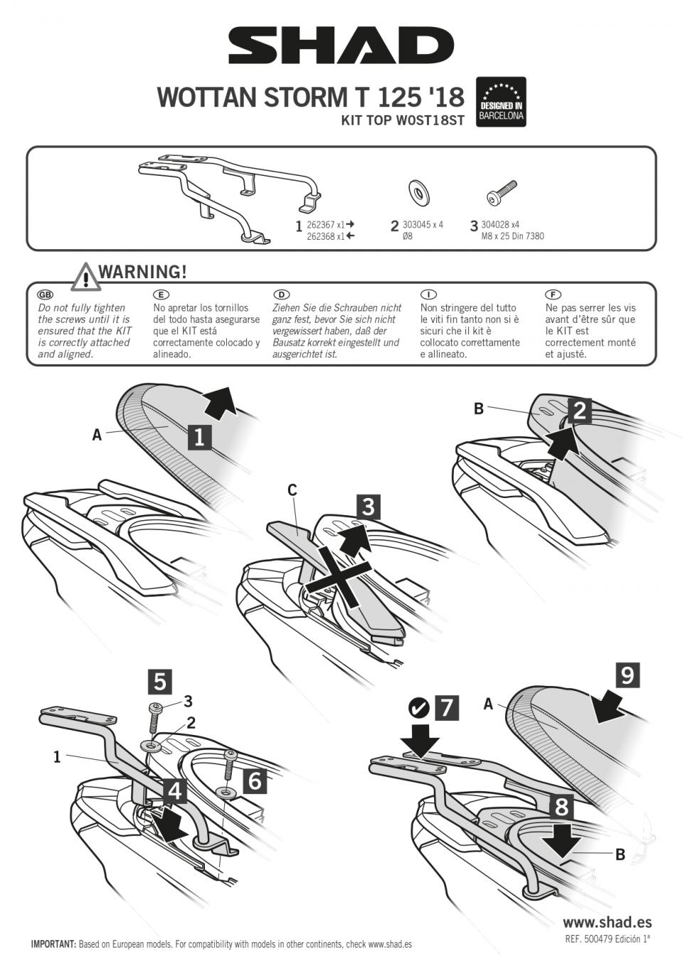 Support top case Shad TOP MASTER pour scooter WOTTAN 125 Mitt GT Max W0ST18ST
