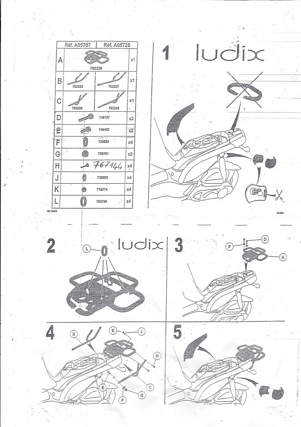 Kit Support de top case antivol pour scooter Peugeot 50 Ludix one A05707 Neuf