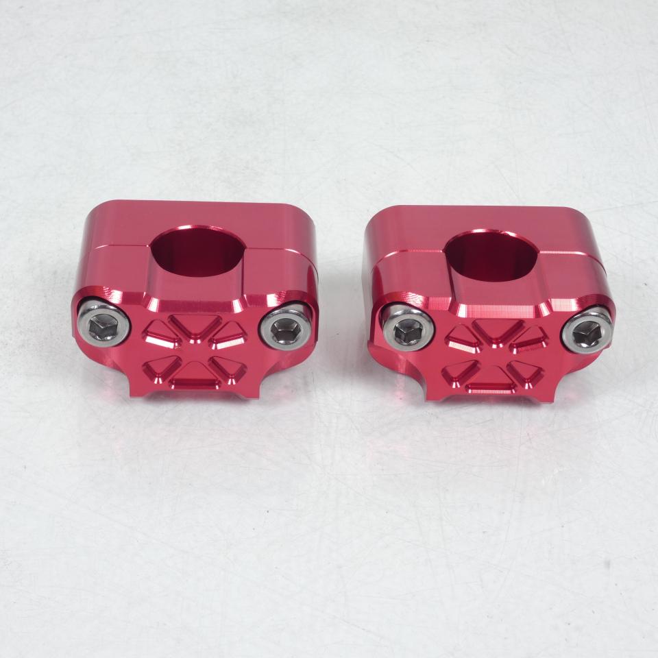 Paire pontet de guidon universel Rouge Ø22mm réhausse 22mm 3AS Racing pour moto