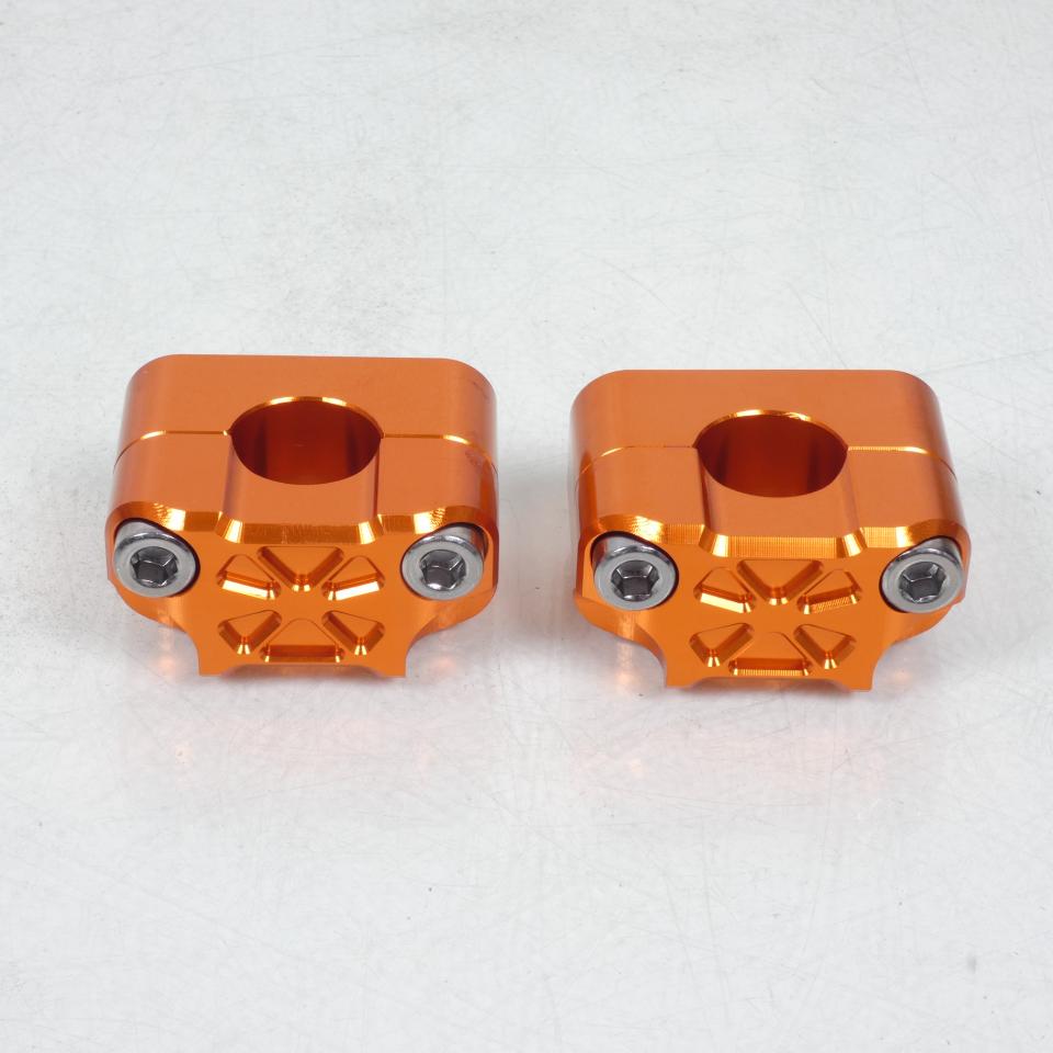 Paire pontet de guidon universel Orange Ø22mm réhausse 22mm 3AS Racing pour moto