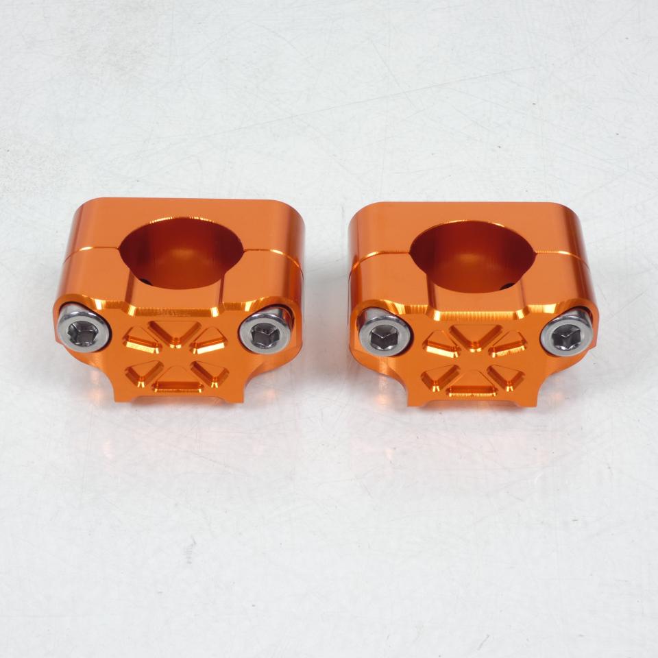 Paire pontet de guidon Orange Ø28.6mm réhausse 19mm 3AS Racing pour moto