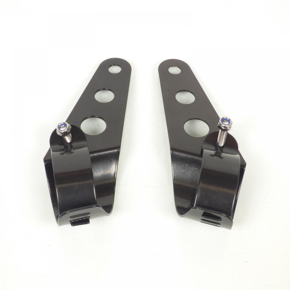 Paire de pattes de phare support d'optique feu avant noir Ø35/48mm pour moto
