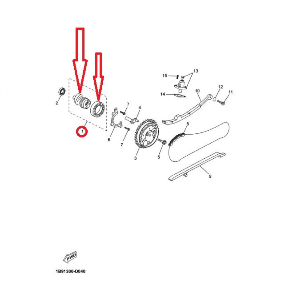 Arbre à cames pour scooter Yamaha 125 X-Max 2014 à 2017 1B9-WE211-01-00 Neuf