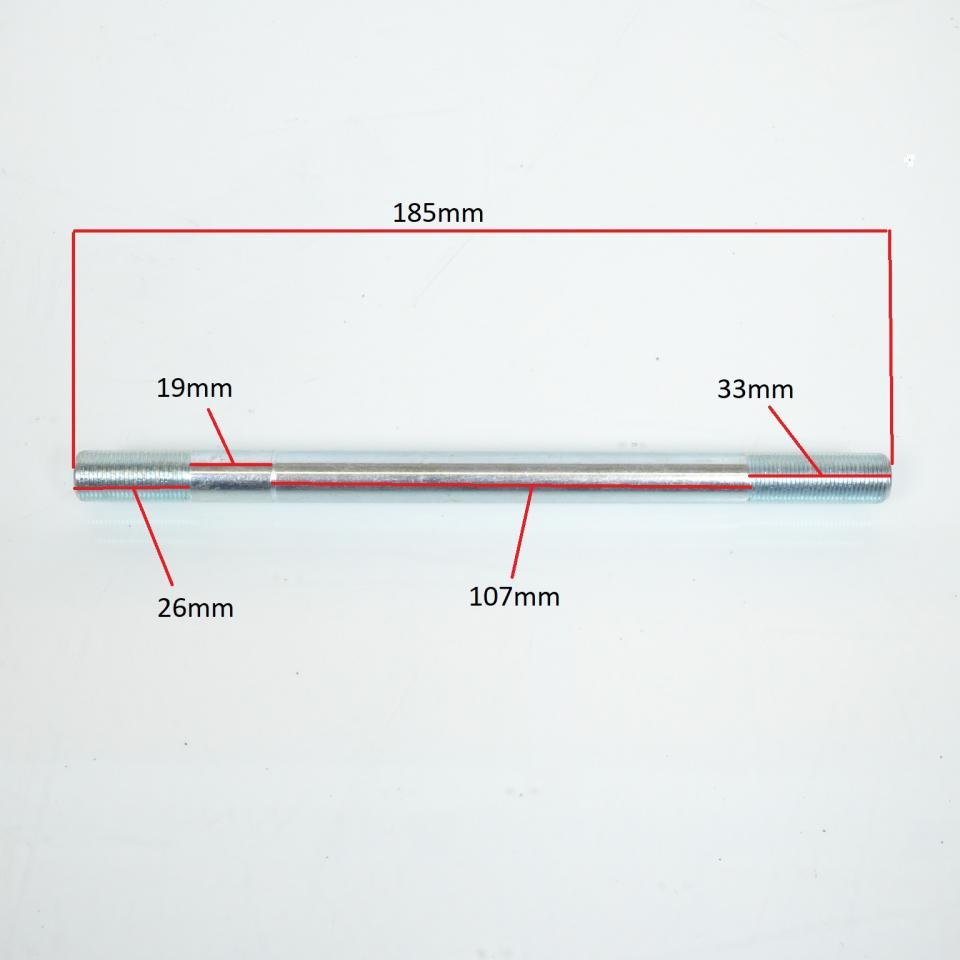 Axe roue arrière nu Ø12mm x L185mm pour mobylette Peugeot 103 Neuf