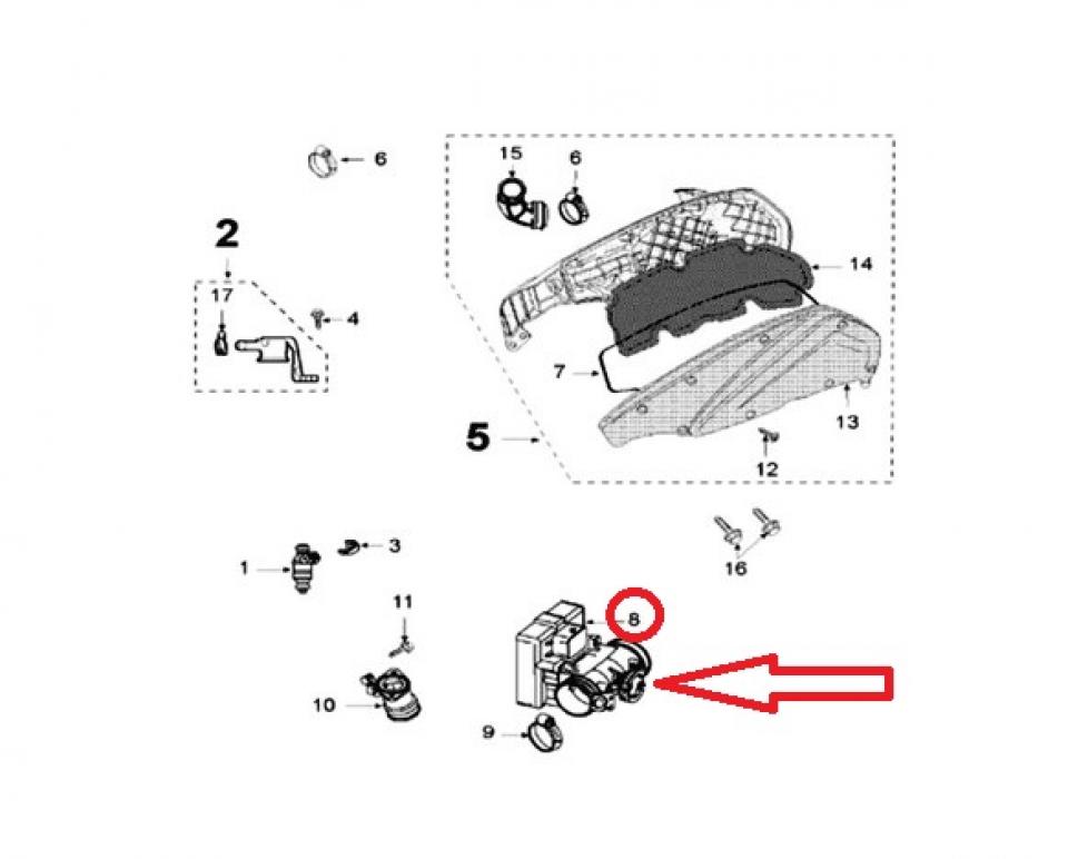 Corps papillon injecteur pour scooter Peugeot 125 Satelis 1277415599 1177415500