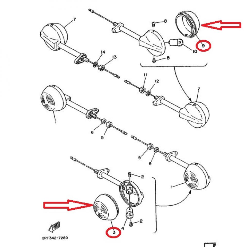 Cabochon de clignotant AV AR pour moto Yamaha 50 FS1 1987-89 1Y1-83312-01 Neuf