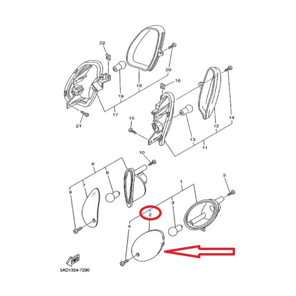 Cabochon de clignotant AVG pour scooter Yamaha 50 Neos 5AD-H3312-00 Rinder Neuf