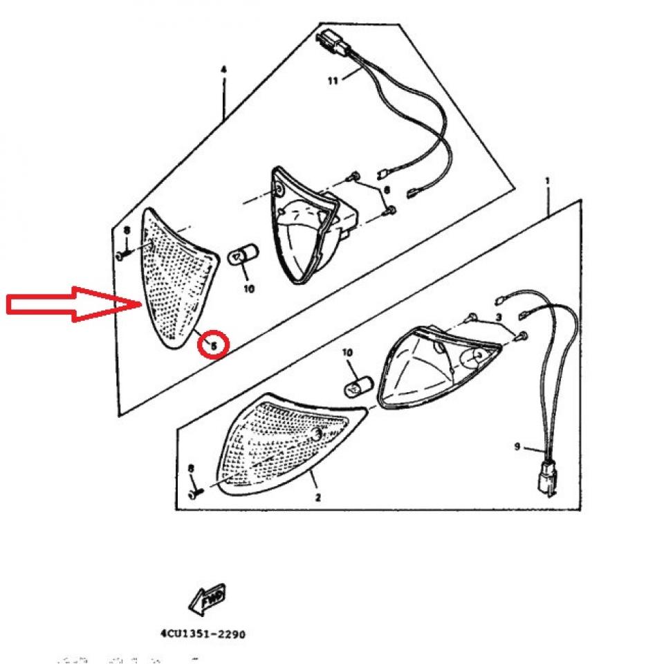 Cabochon clignotant AVD orange fumé pour scooter Yamaha YE80 1995 4CU-H3322 Neuf