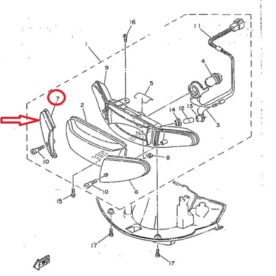 Cabochon de clignotant origine pour Moto Yamaha 50 YA 1994 à 1996 4MJ-H3322-00 / AVD / orange Neuf