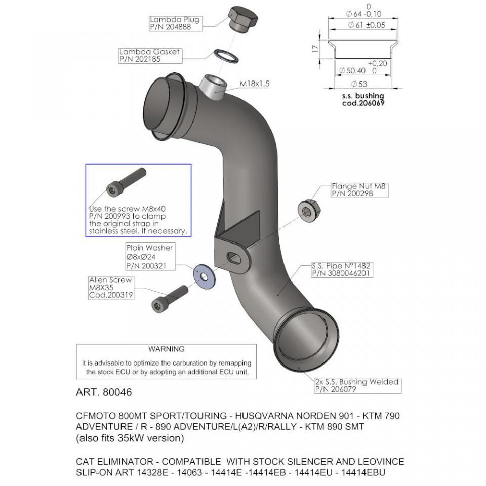 Catalyseur d échappement Leovince pour Moto CF moto 800 MT TOURING 2022 à 2025 Neuf