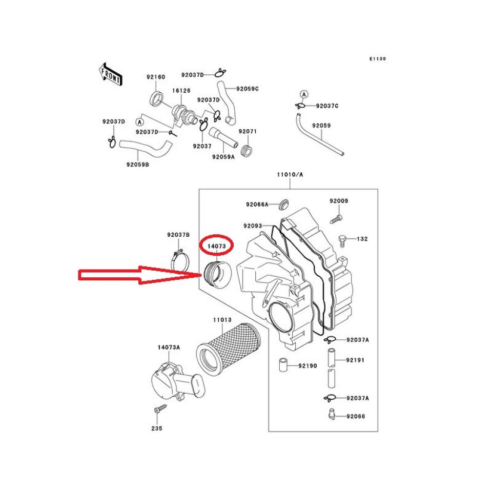 Manchon de boite a air pour moto Kawasaki 500 ER5 1997 à 1999 140731800 Neuf