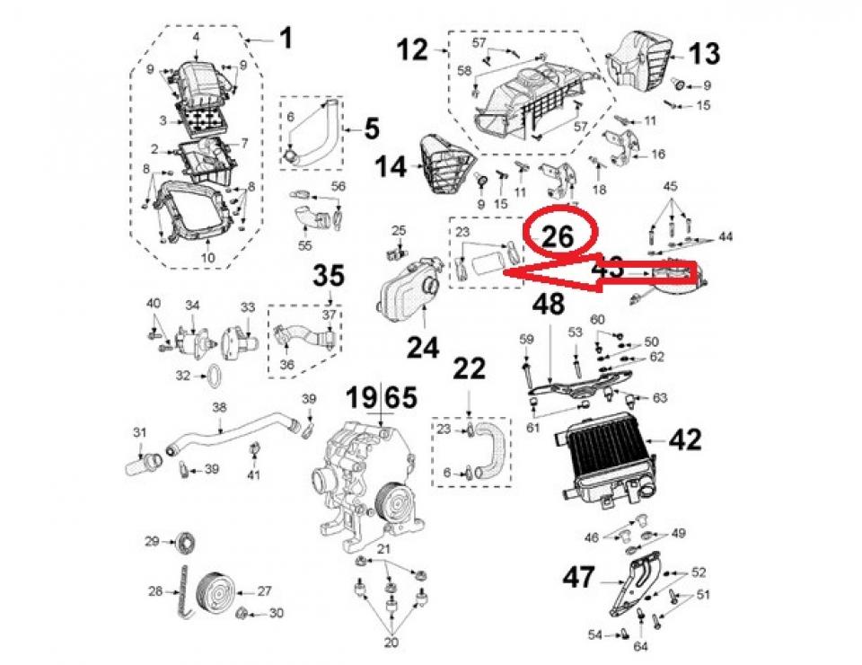 Manchon de réservoir air pour scooter Peugeot 125 Satelis compressor 768825 K15