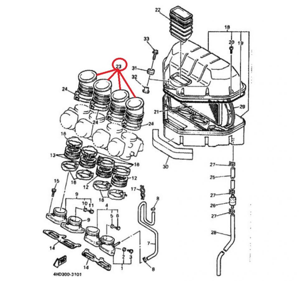 Manchon boite a air origine pour moto Yamaha 750 YZF-R 4FM-14453-00 Neuf