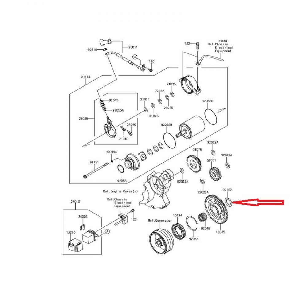 Clips roue libre de demarreur origine pour moto Kawasaki 450 KLX 920333731 Neuf