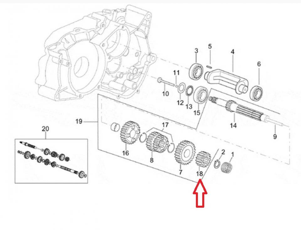 Pignon de 2 boite pour moto Minarelli 50 AM6 0/005.400.3738 AP8206607 4YVE712110