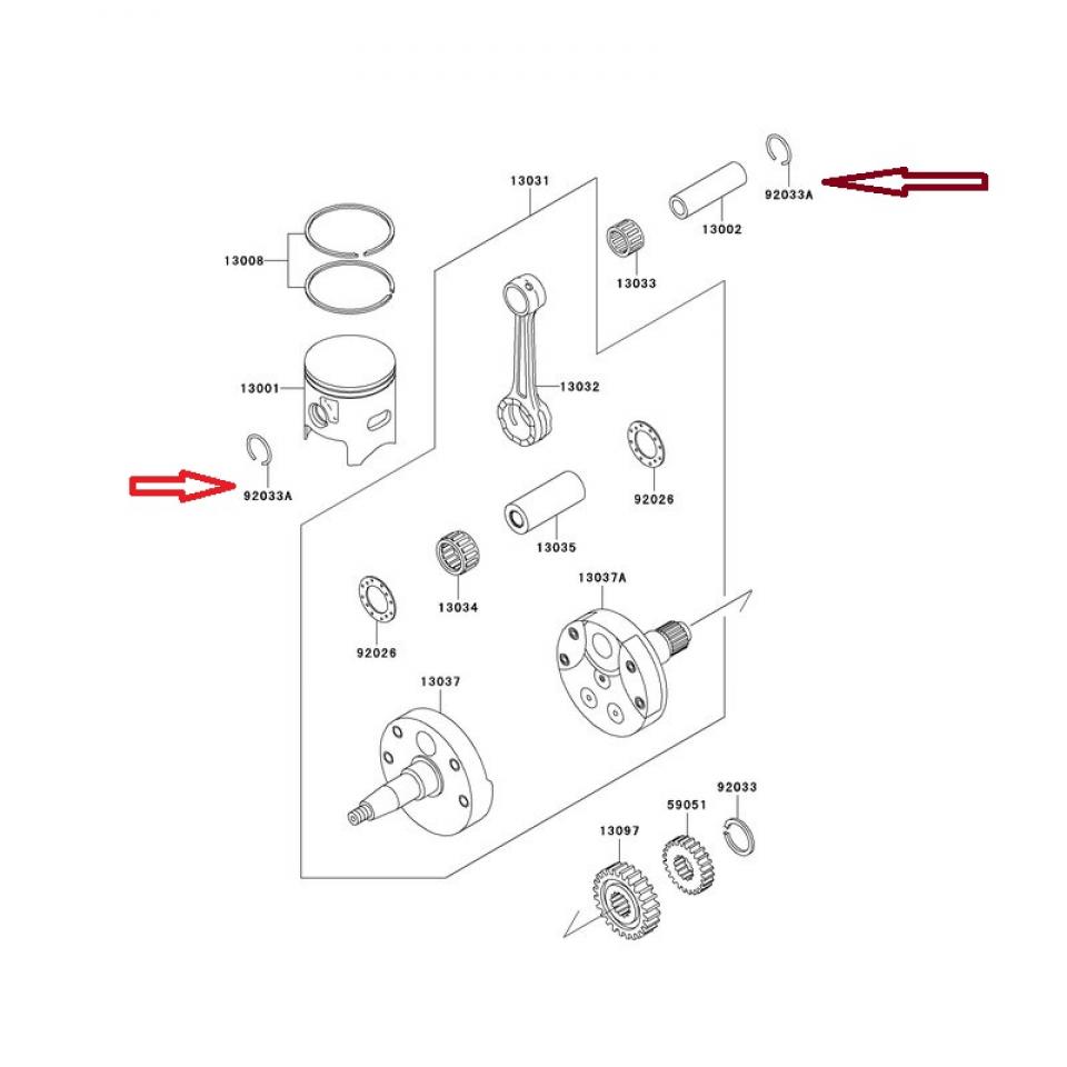 Clips d'axe de piston origine pour Moto Kawasaki 250 KX 920331336 Neuf