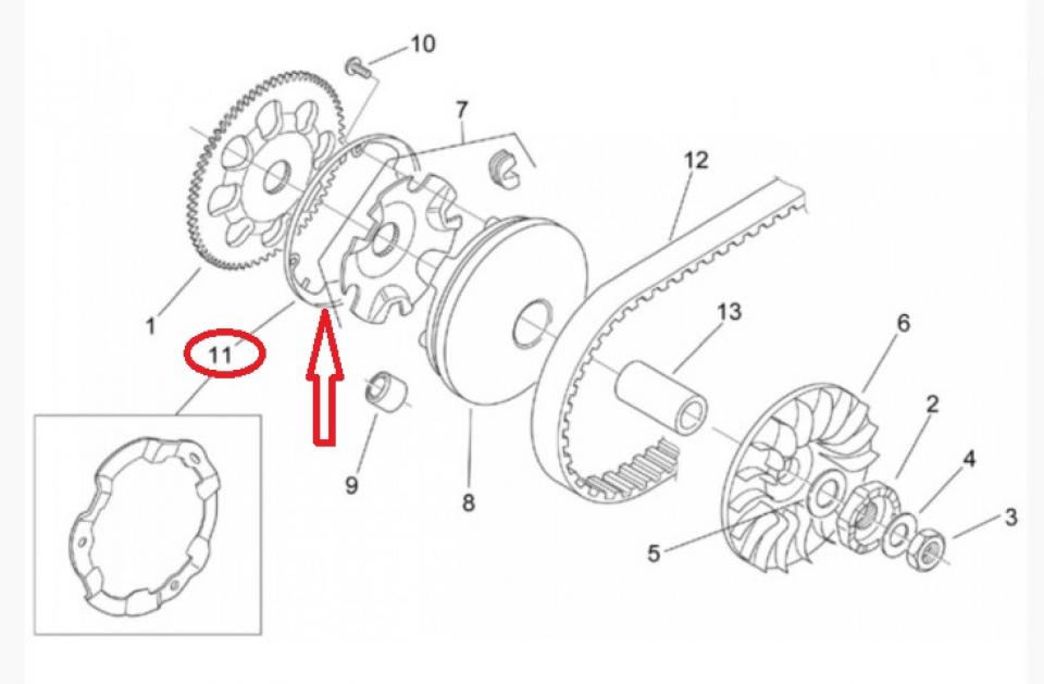 Butée joue mobile pour scooter Aprilia 50 SR Factory 2004 à 2007 AP3MEA000840