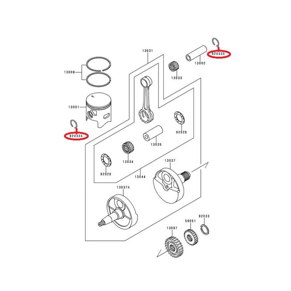 Clips d'axe de piston origine pour moto Kawasaki 250 KDX 920331267 Neuf