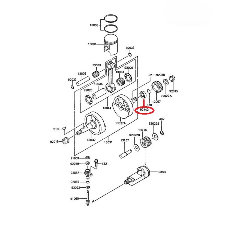 Entretoise de vilebrequin origine pour moto Kawasaki 125 KMX 921431239 Neuf