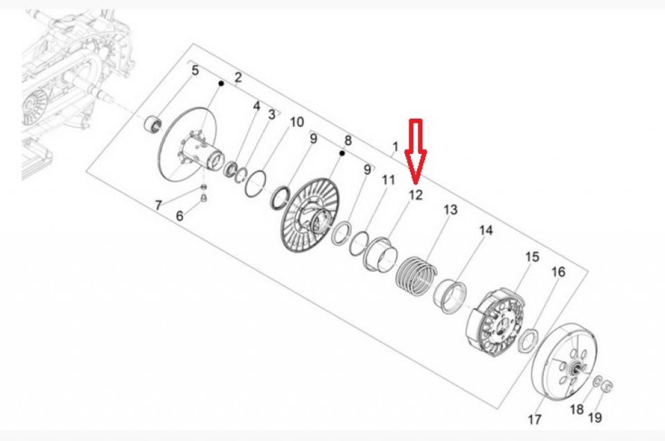 Guide intérieur ressort embrayage pour scooter Piaggio 300 MP3 2010-2023 833674