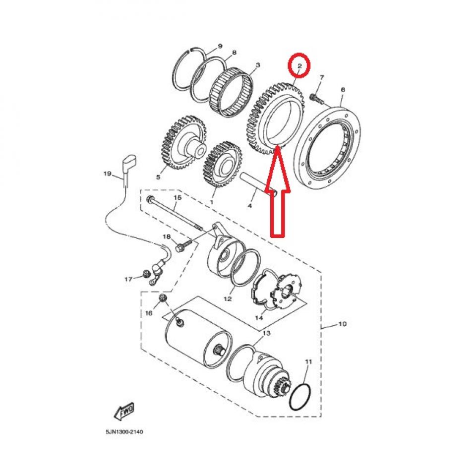 Pignon roue libre démarreur pour moto Yamaha 1100 XVS Dragstar 5EL1551711 60dts