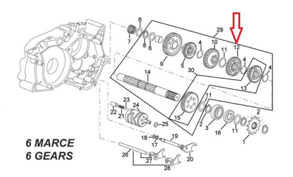 Pièce moteur diverse origine pour Moto Aprilia 50 RS 1996 à 2005 AP8206614 / 4A / 27 dents Neuf en destockage