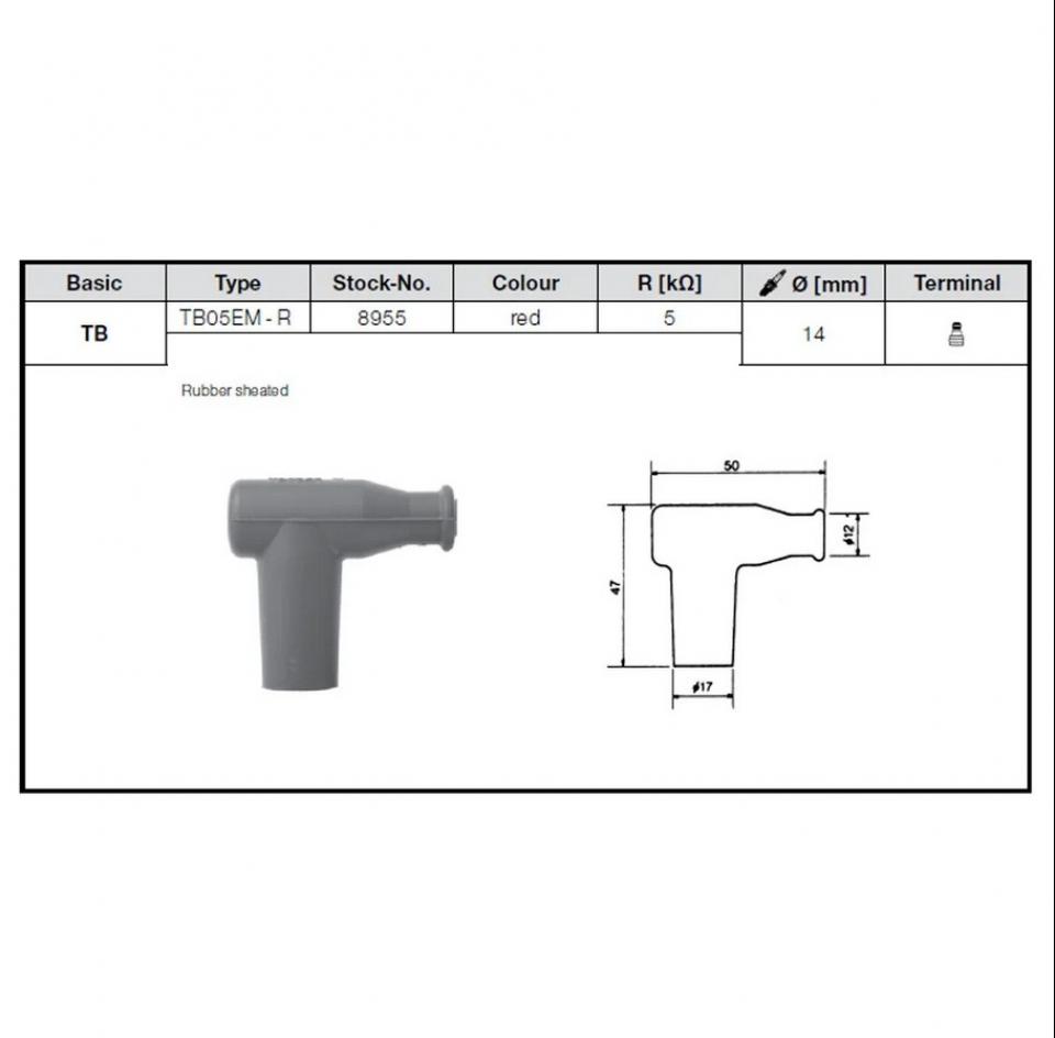 Antiparasite NGK TB05EM-R 8955 en silicone rouge pour bougie moto mob avec olive